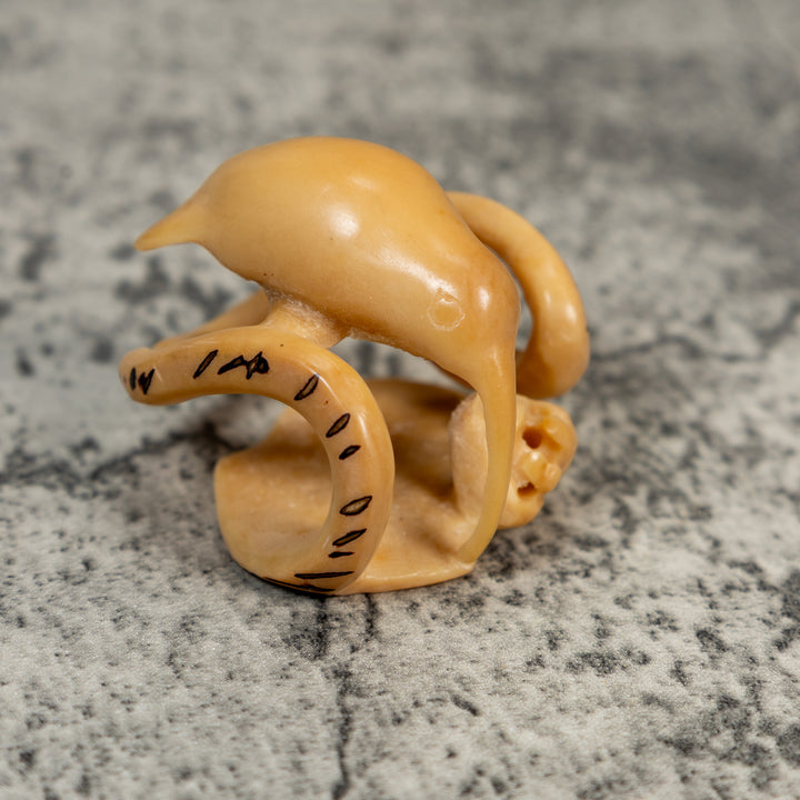 Vintage Natural White Hummingbird Tagua Carving