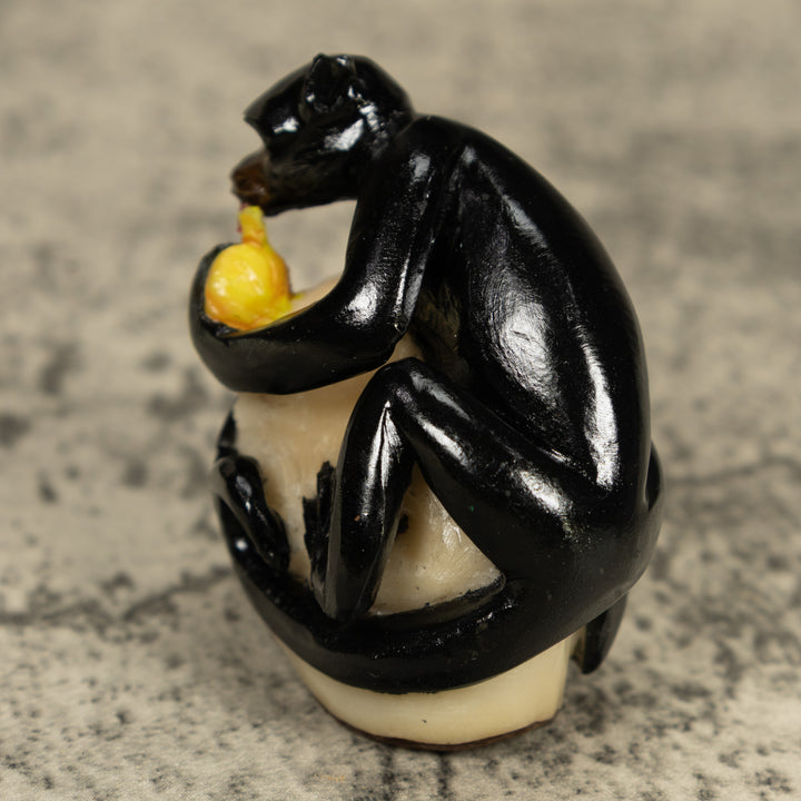 Black Howler monkey With Fruit Tagua Carving