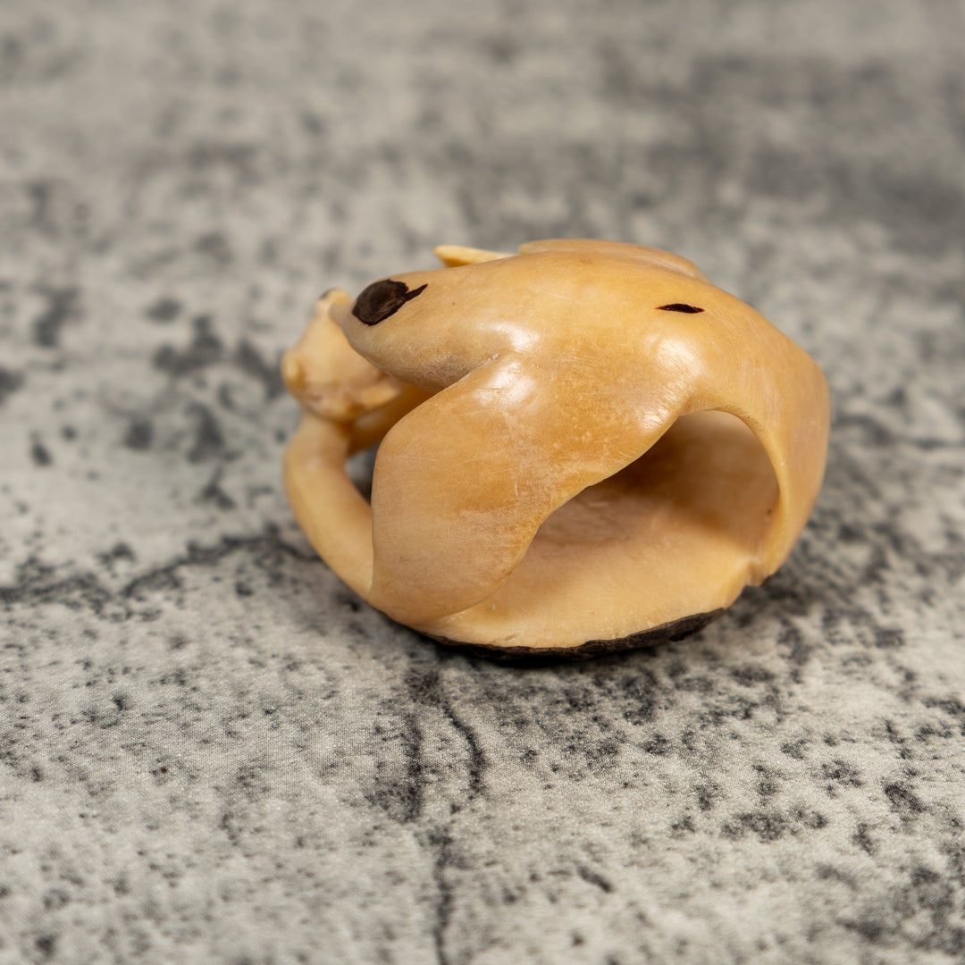 Vintage Natural White Hummingbird Tagua Carving