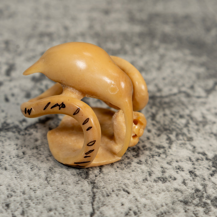 Vintage Natural White Hummingbird Tagua Carving
