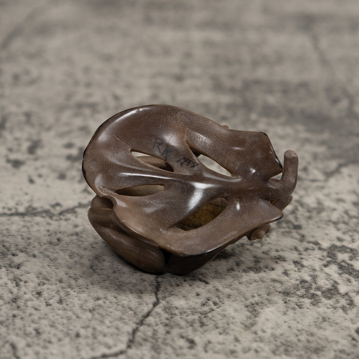 Vintage Dyed Grey Brown FrogTagua Carving