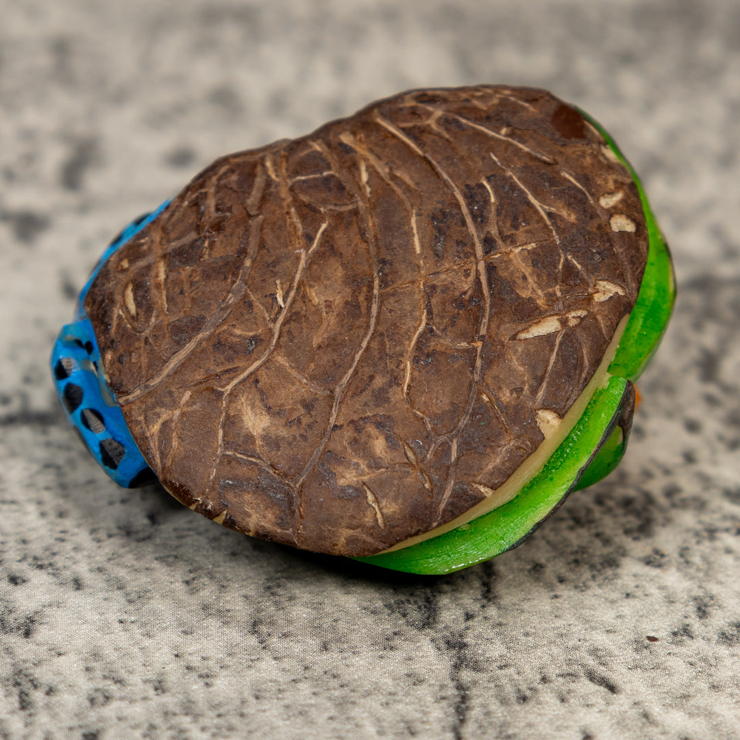 Orange Black And Blue Poison Dart Frog Tagua Carving
