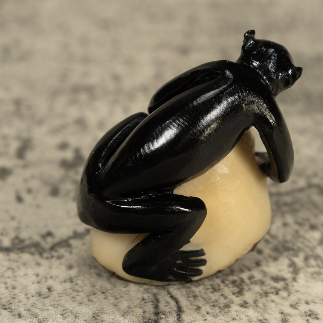 Black Howler monkey With Fruit Tagua Carving