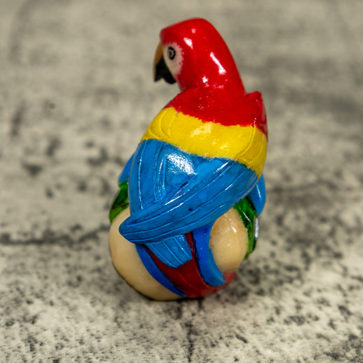 Red Yellow And Blue Macaw Parrot Tagua Carving