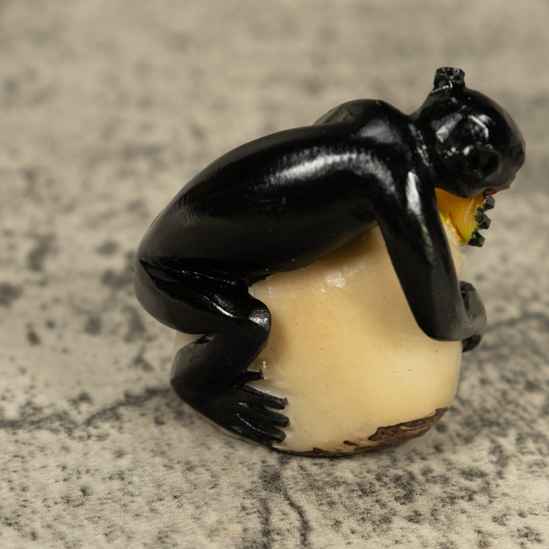 Black Howler monkey With Fruit Tagua Carving