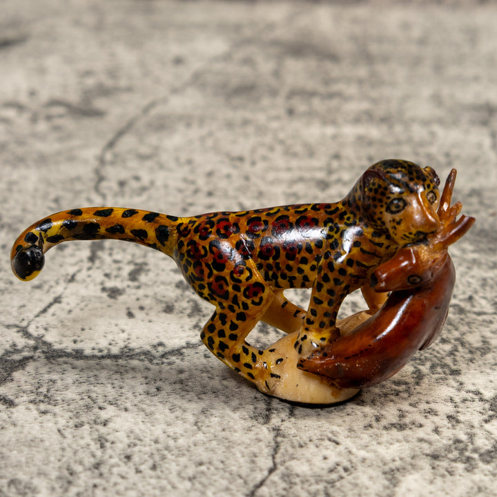 Vintage Jaguar With Kill Tagua Carving