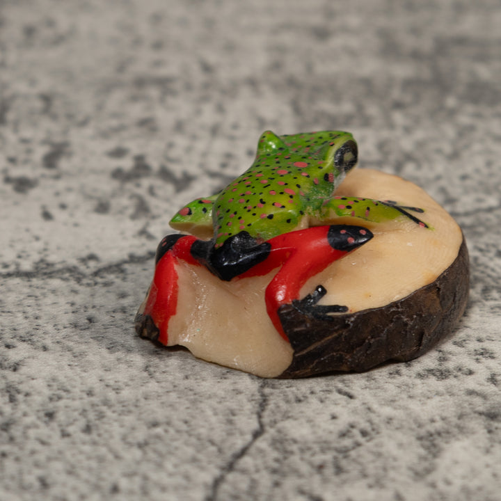 Red And Green Poison Dart Frog Tagua Carving