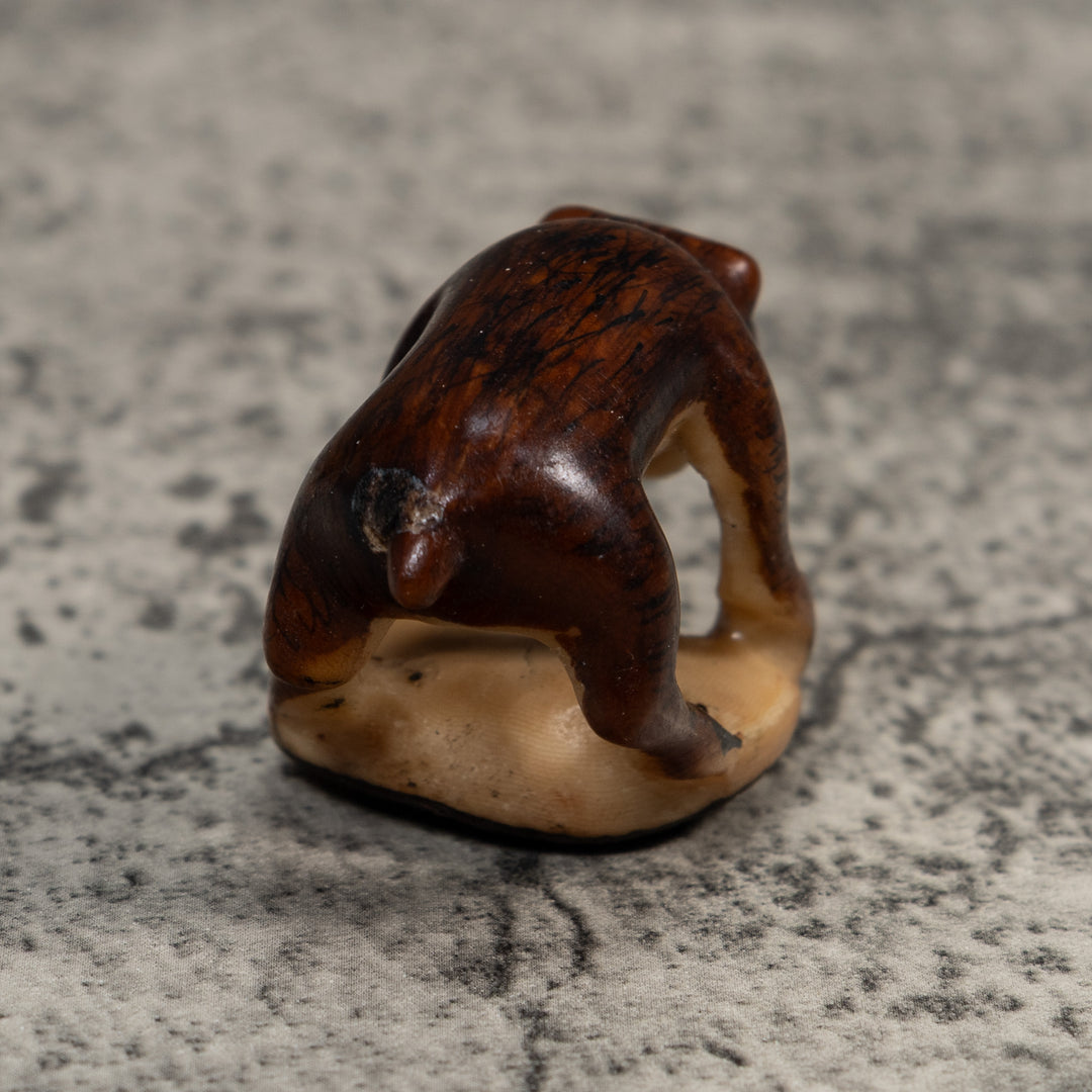 Vintage Brown Jungle Critter Tagua Carving