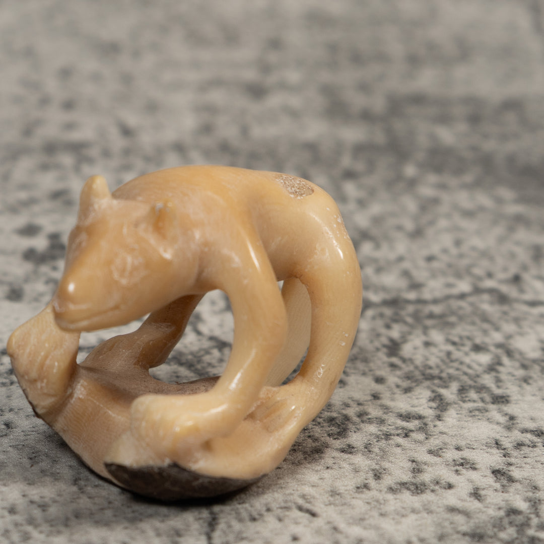 Vintage White Jungle Animal Tagua Carving
