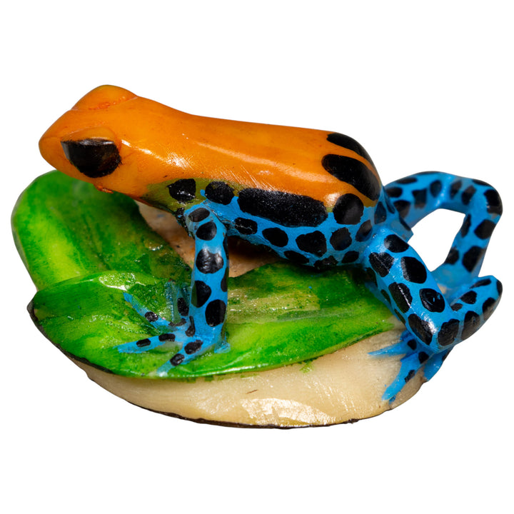 Orange Black And Blue Poison Dart Frog Tagua Carving