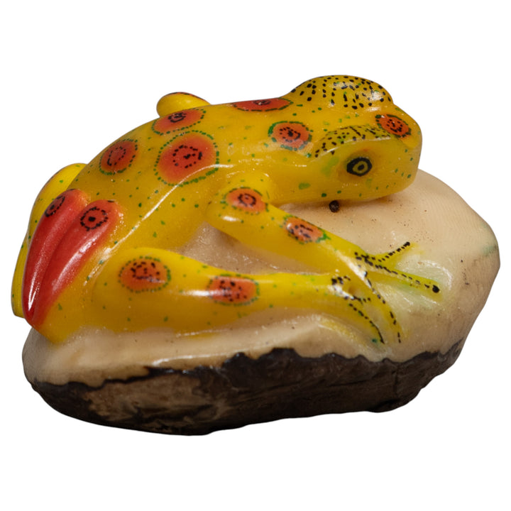 Vintage Yellow And Red FrogTagua Carving