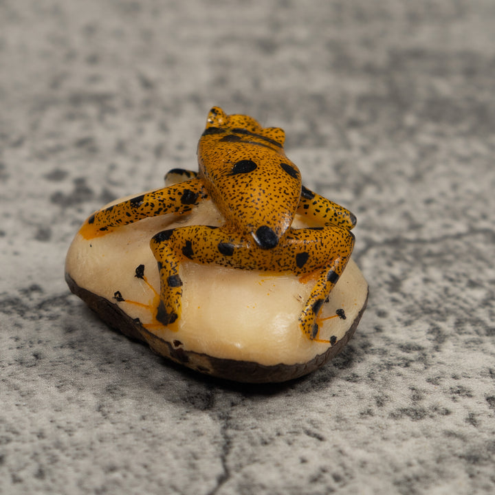 Vintage Gold And Black FrogTagua Carving