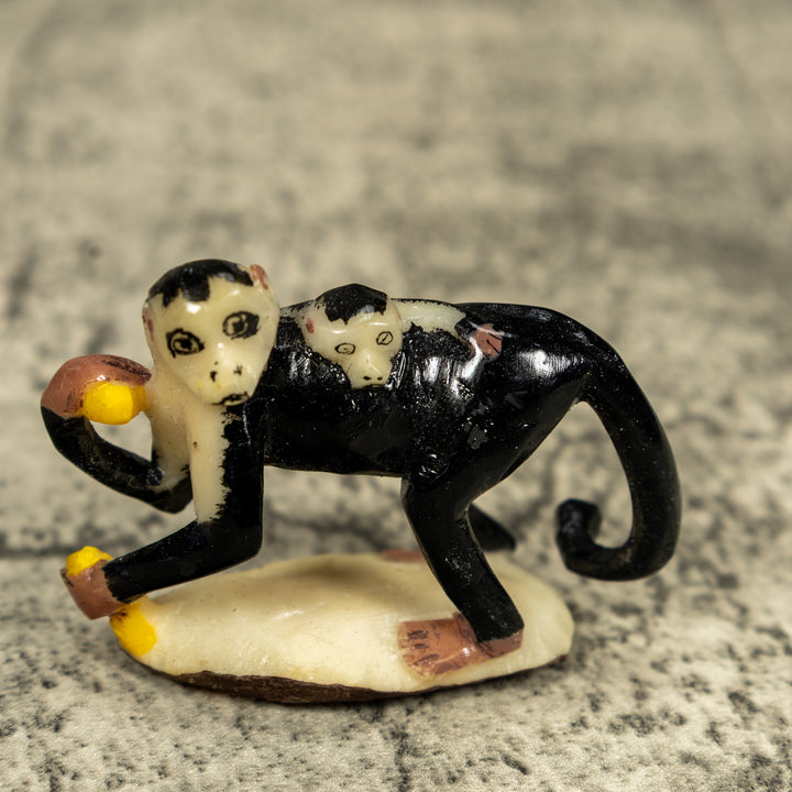 White Face Monkey With Infant Tagua Carving
