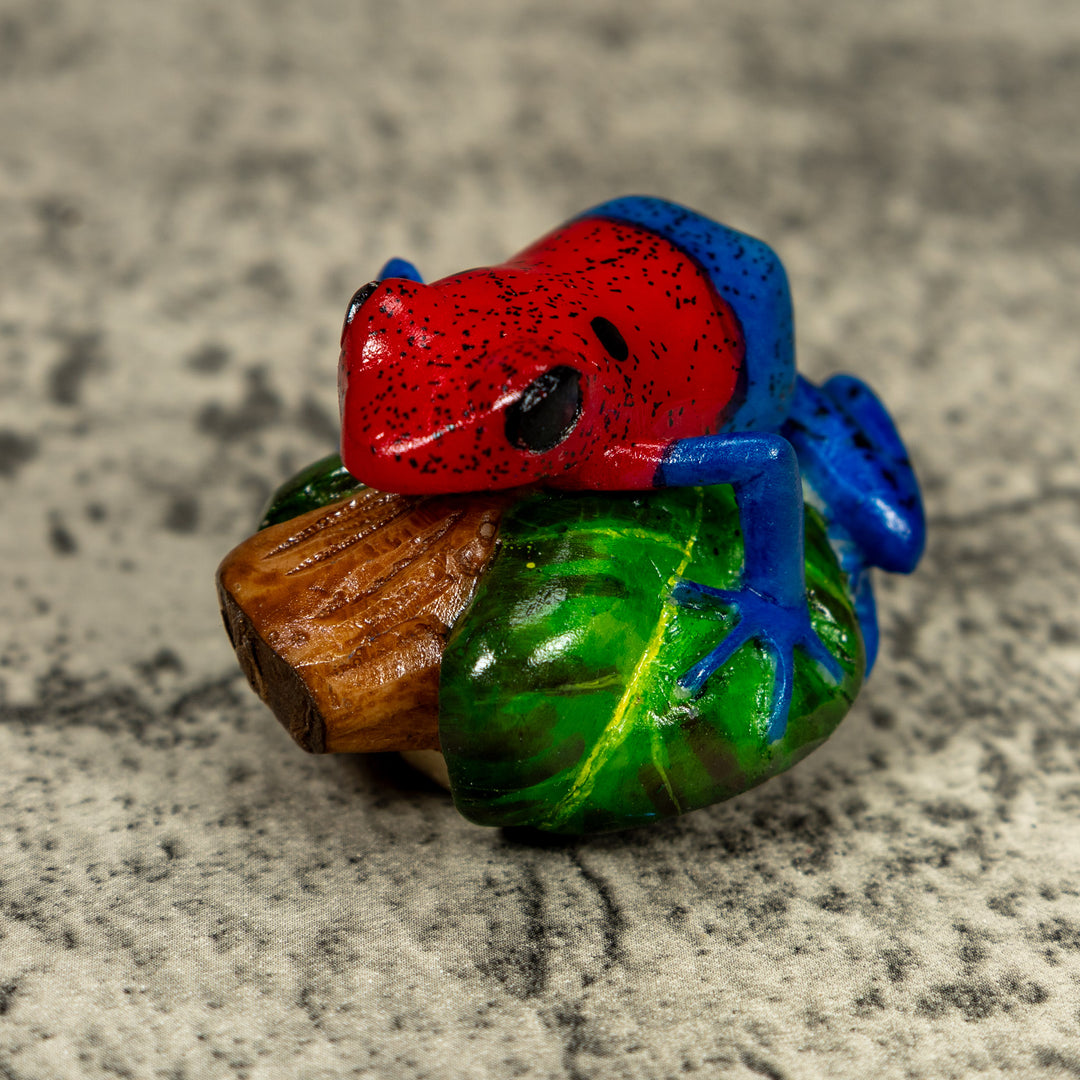 Red Blue And Green Poison Dart Frog Tagua Carving