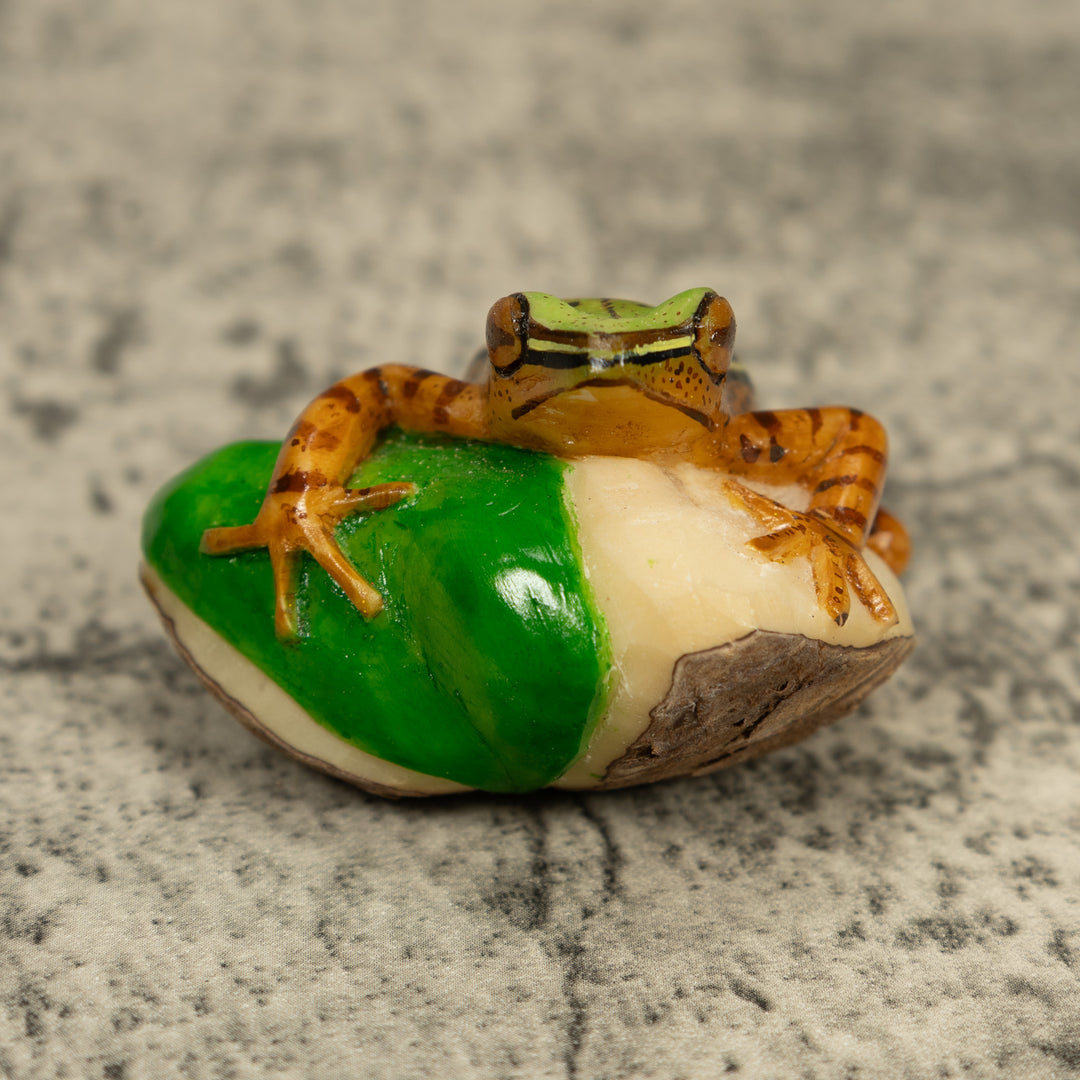 Brown And Green Poison Dart Frog Tagua Carving