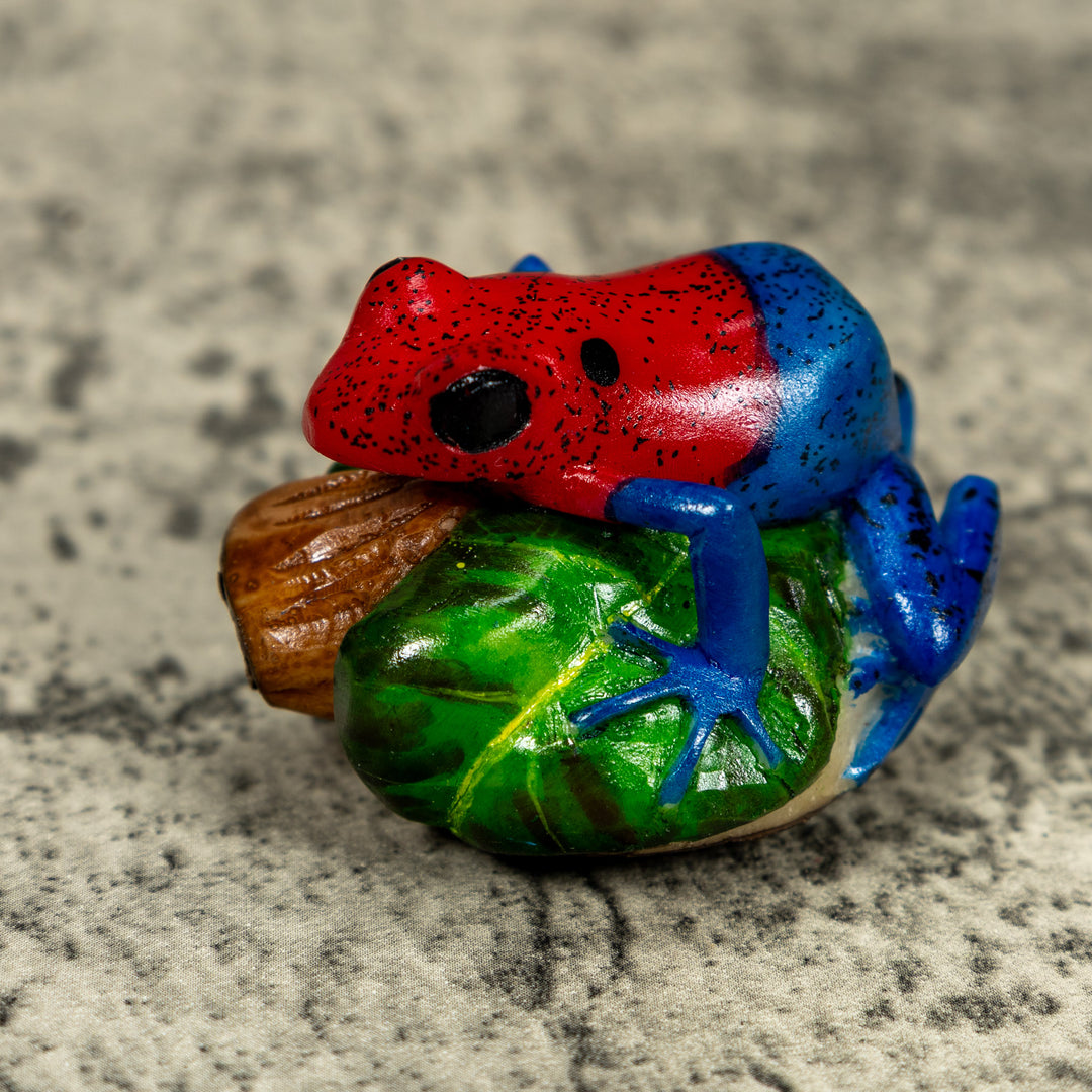 Red Blue And Green Poison Dart Frog Tagua Carving