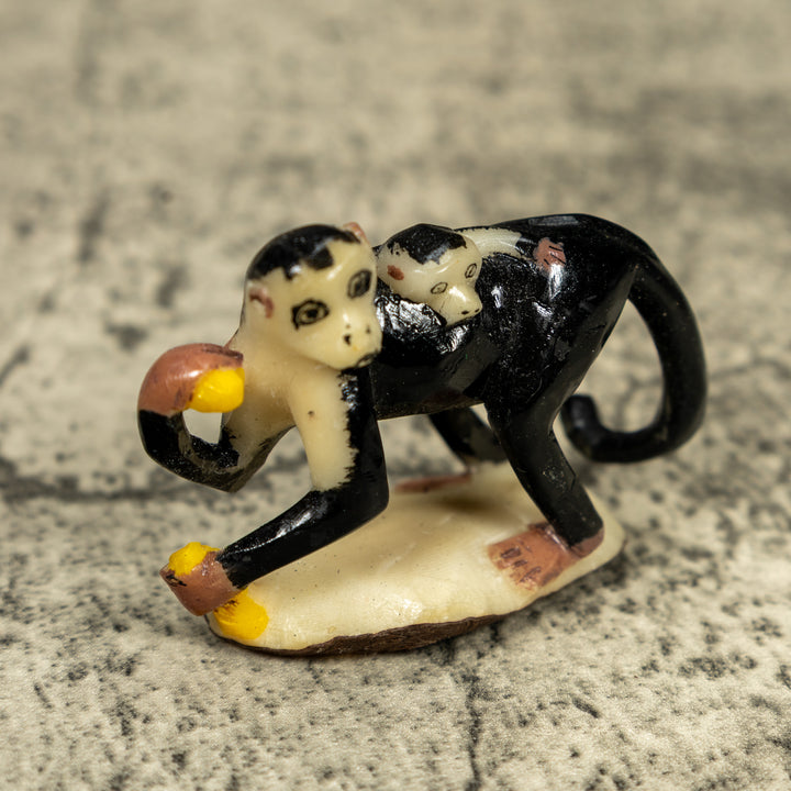 White Face Monkey With Infant Tagua Carving