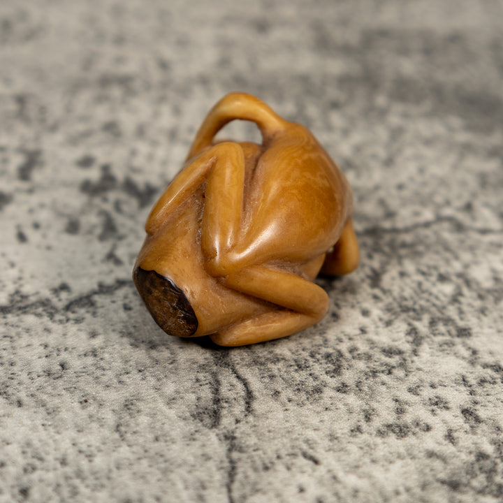 Vintage Natural White Dyed FrogTagua Carving