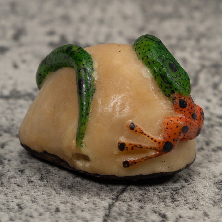 Snake Eating A Frog Tagua Carving