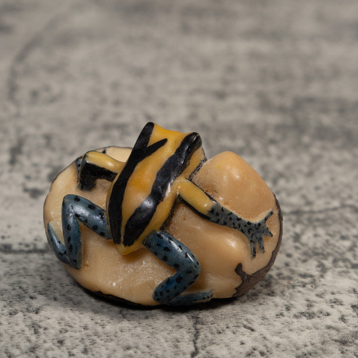 Vintage Yellow And Black Poison Dart Frog Tagua Carving