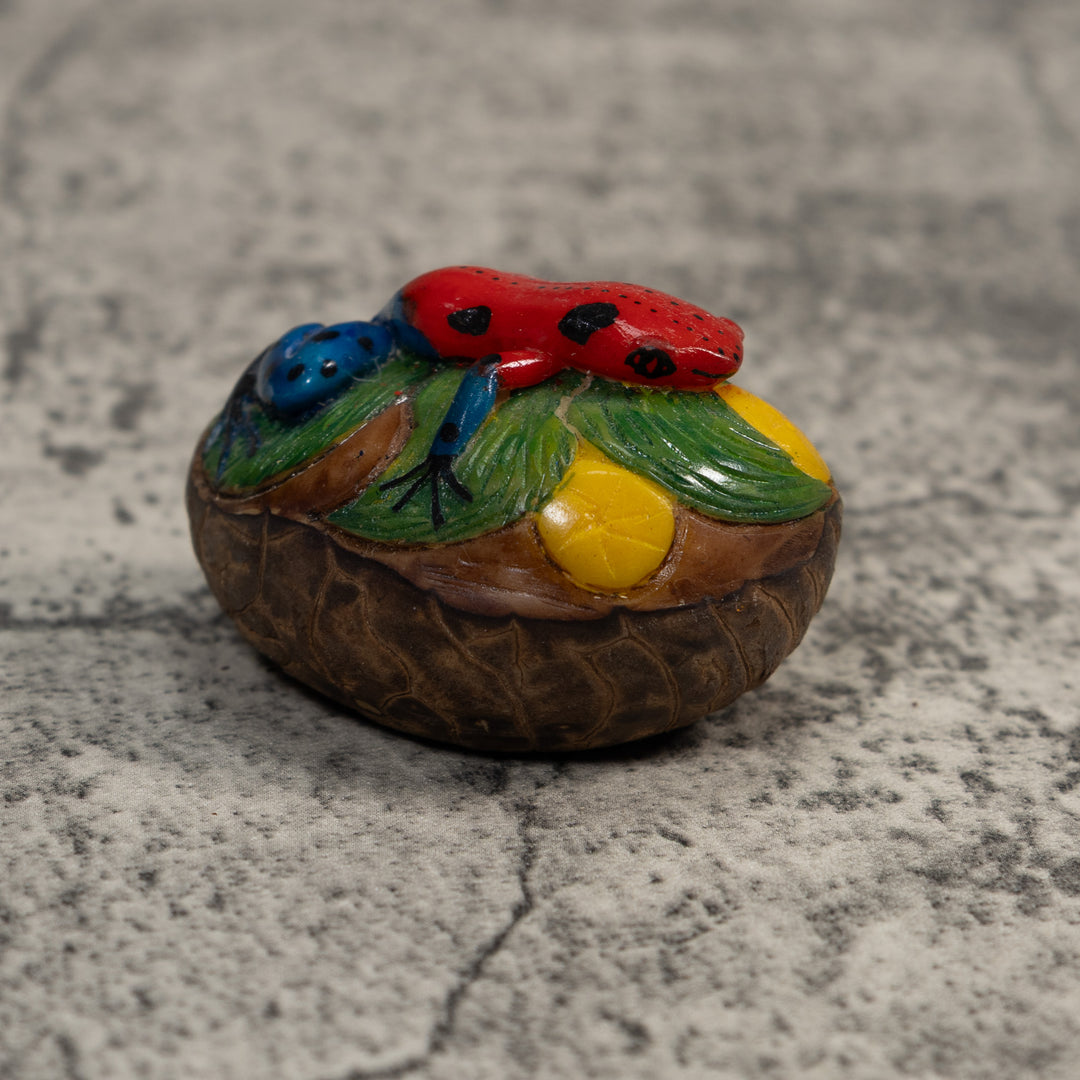 Red And Blue Poison Dart Frog Tagua Carving