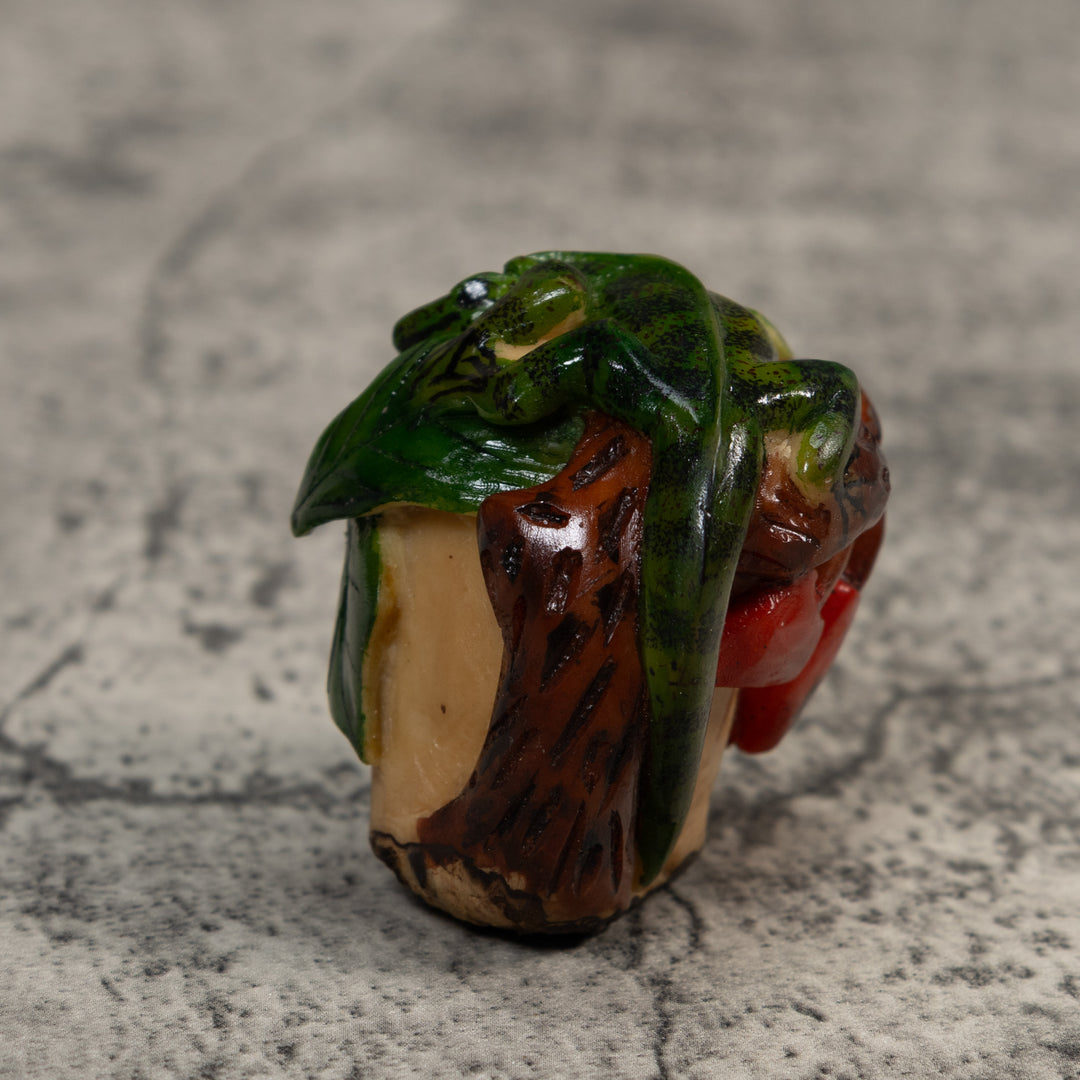 Green Brown And Black Gecko Lizard Tagua Carving