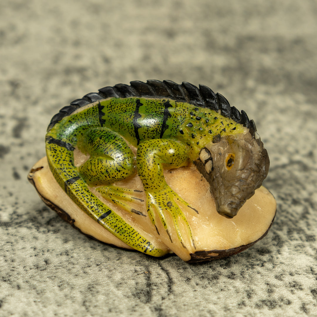 Green Iguana Lizard Tagua Carving