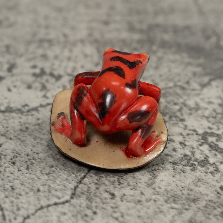 Vintage Red And Black Poison Dart Frog Tagua Carving