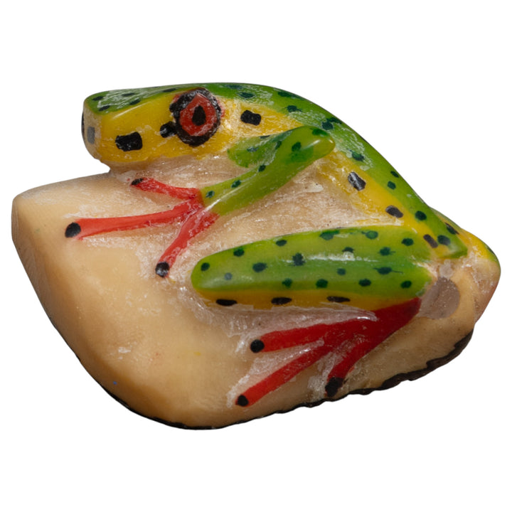 Green Yellow And Black Poison Dart Frog Tagua Carving
