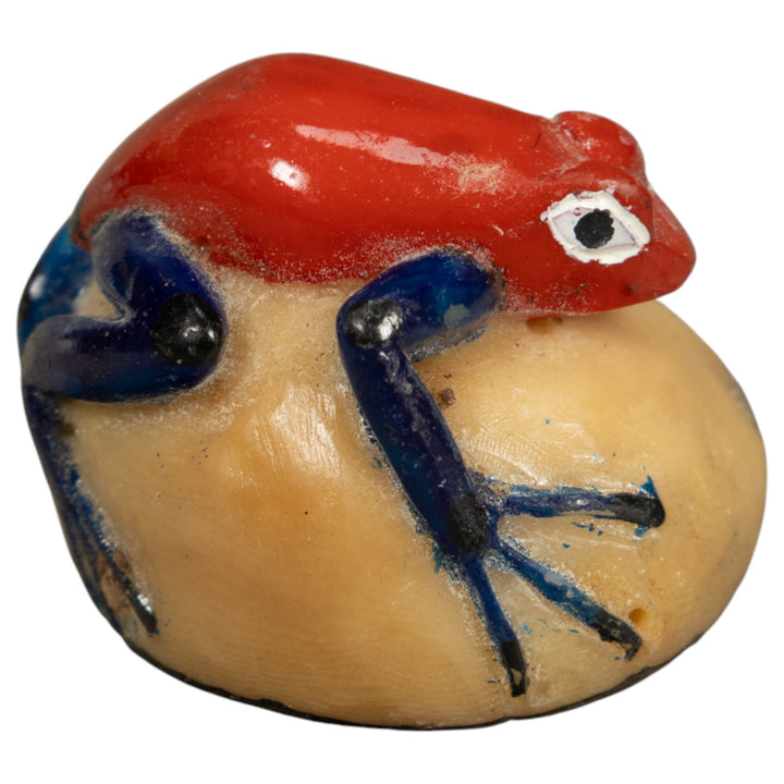 Vintage Red And Blue Poison Dart Frog Tagua Carving