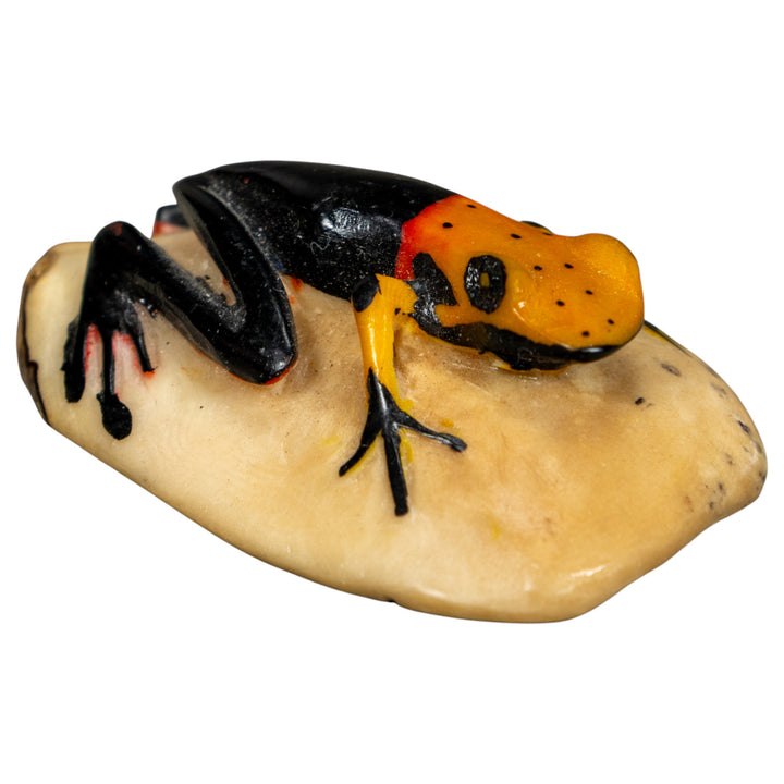 Vintage Black And Orange Poison Dart Frog Tagua Carving