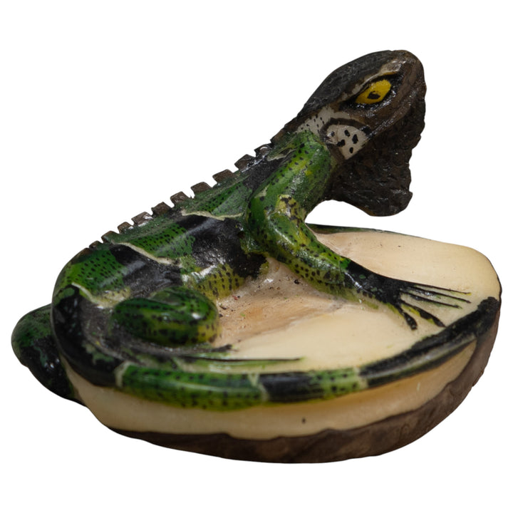 Black And Green Iguana Lizard Tagua Carving