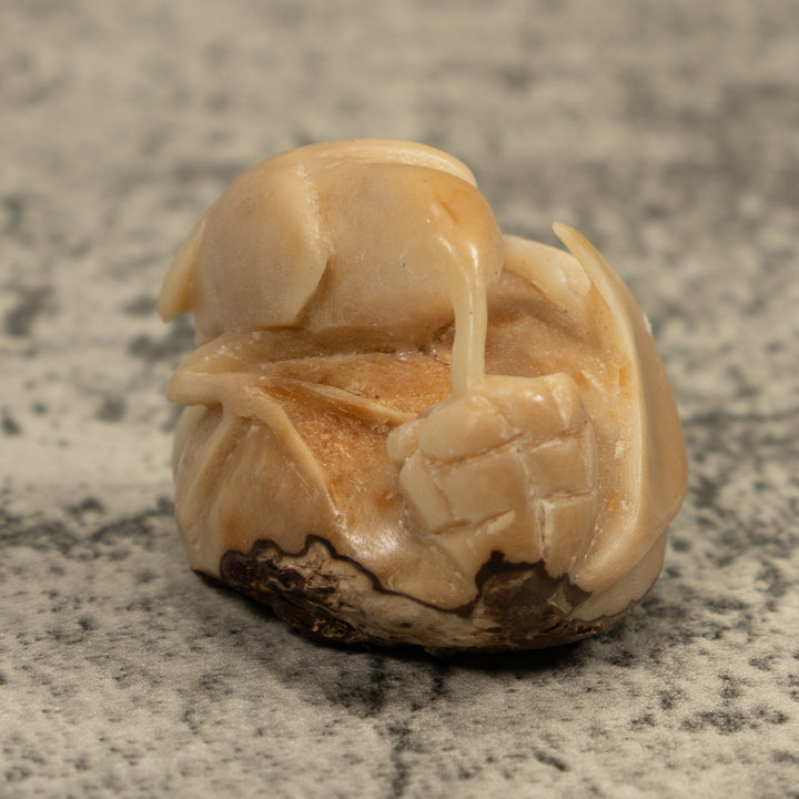 Vintage Natural White Hummingbird Tagua Carving