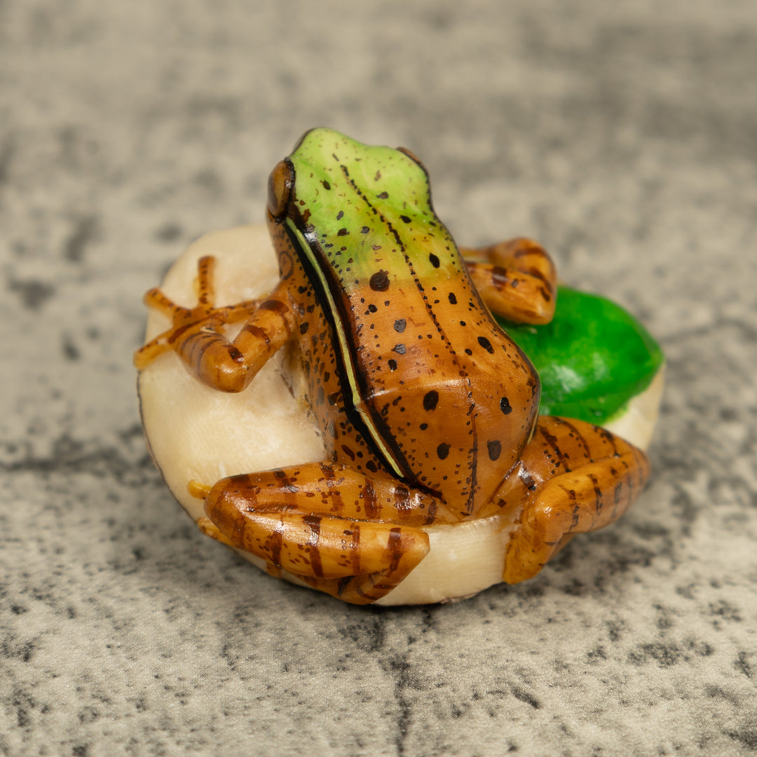 Brown And Green Poison Dart Frog Tagua Carving