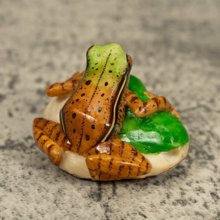 Brown And Green Poison Dart Frog Tagua Carving