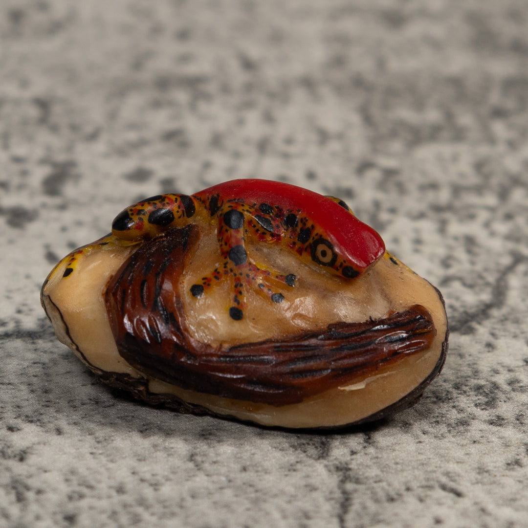 Red Gold And Black Poison Dart Frog Tagua Carving