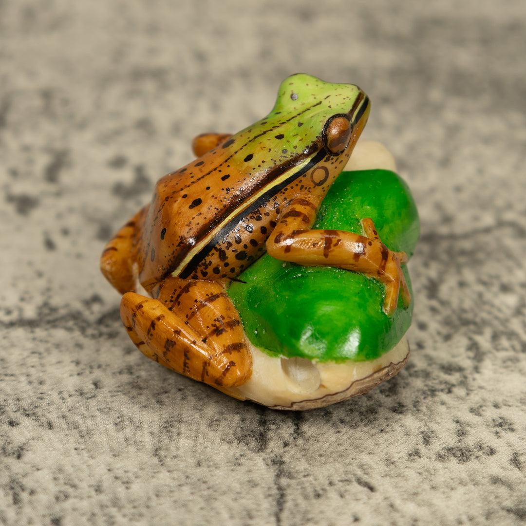 Brown And Green Poison Dart Frog Tagua Carving