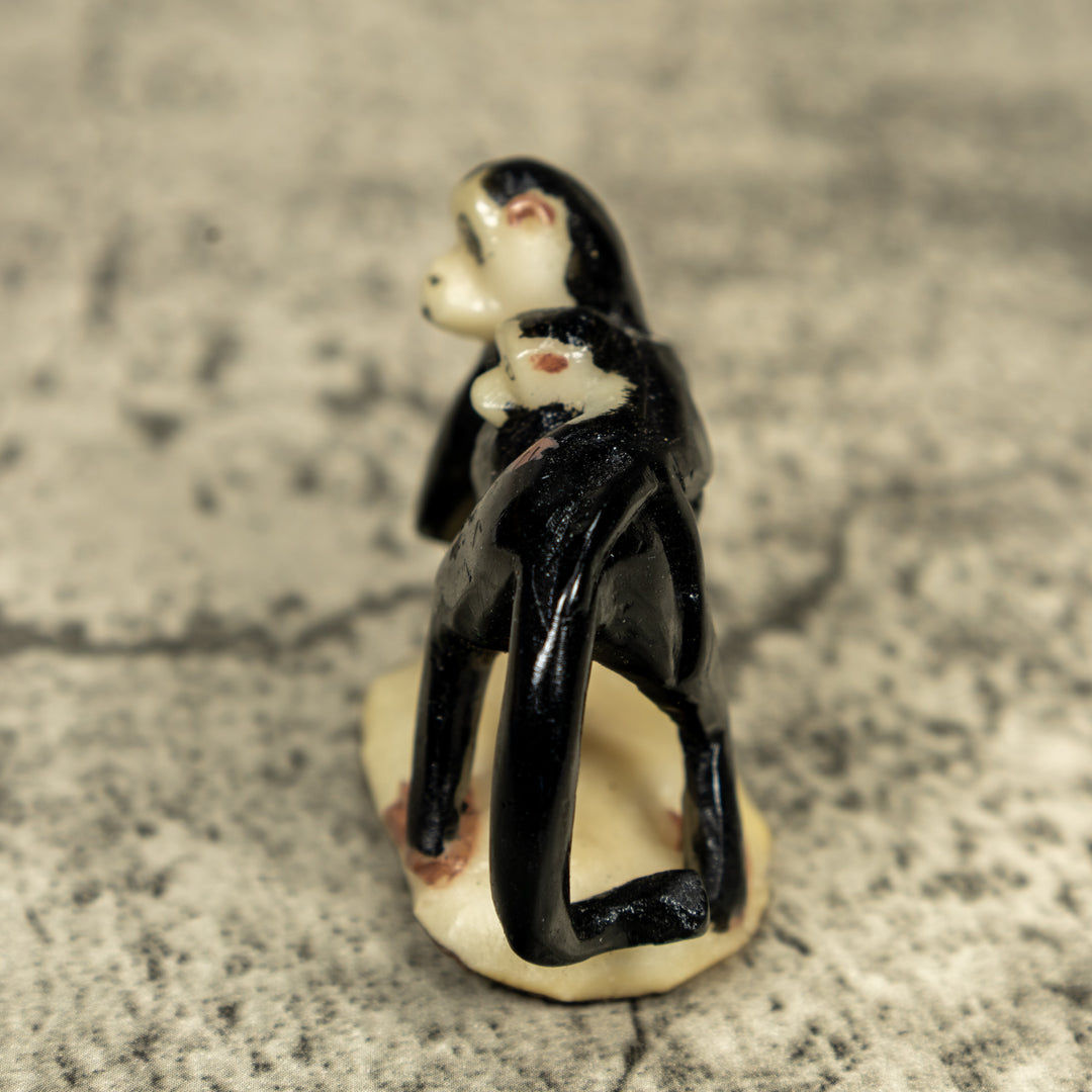 White Face Monkey With Infant Tagua Carving