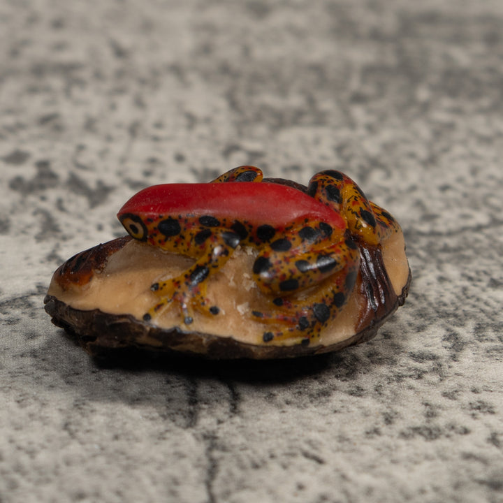 Red Gold And Black Poison Dart Frog Tagua Carving