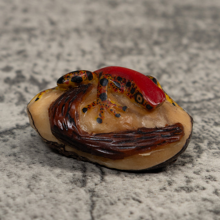 Red Gold And Black Poison Dart Frog Tagua Carving