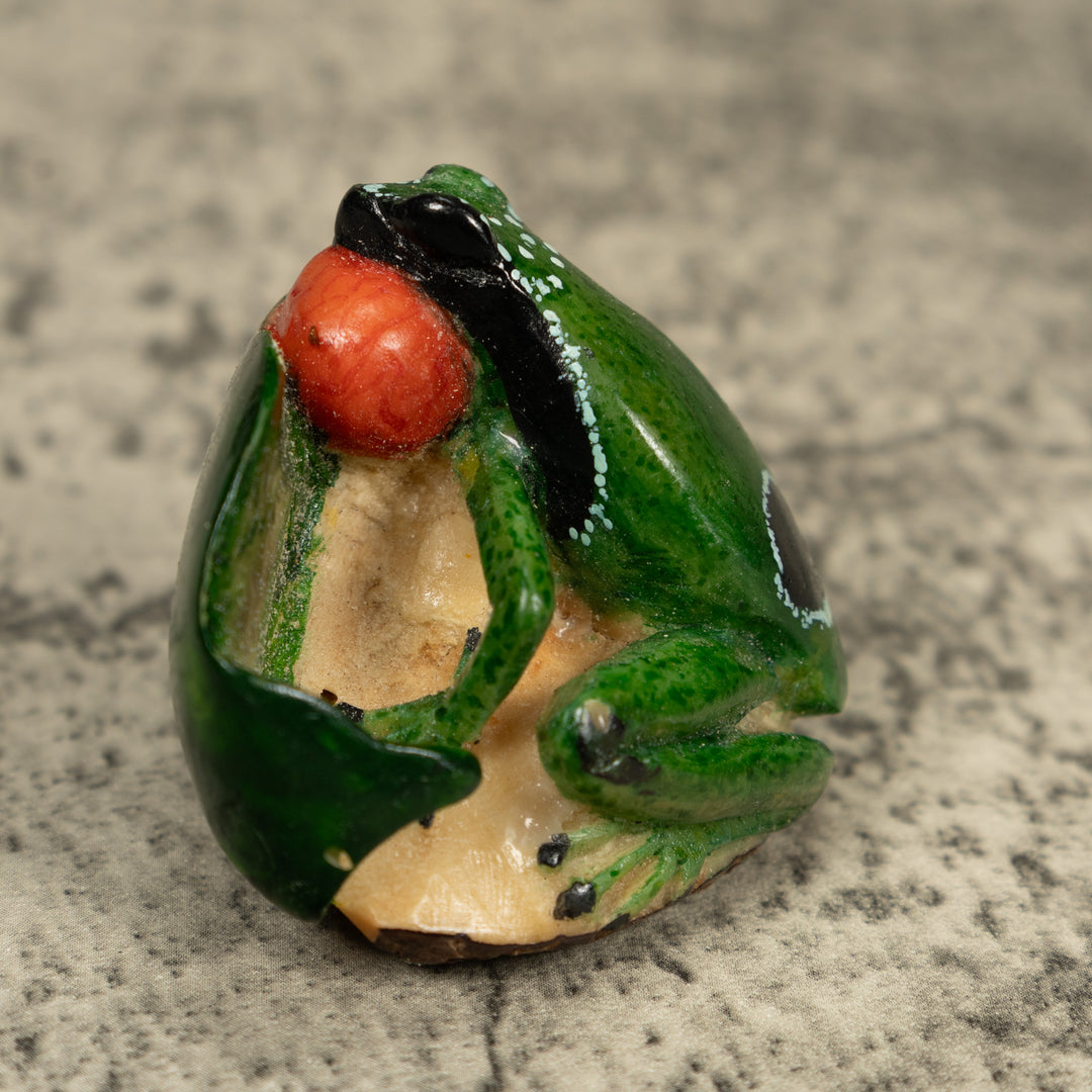 Blow Throat Green Poison Dart Frog Tagua Carving