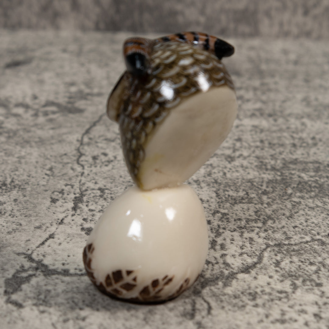 Owl Bird On Pedestal Tagua Carving