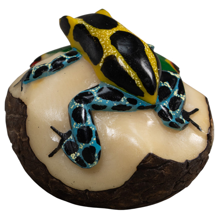 Blue Black And Gold Poison Dart Frog Tagua Carving