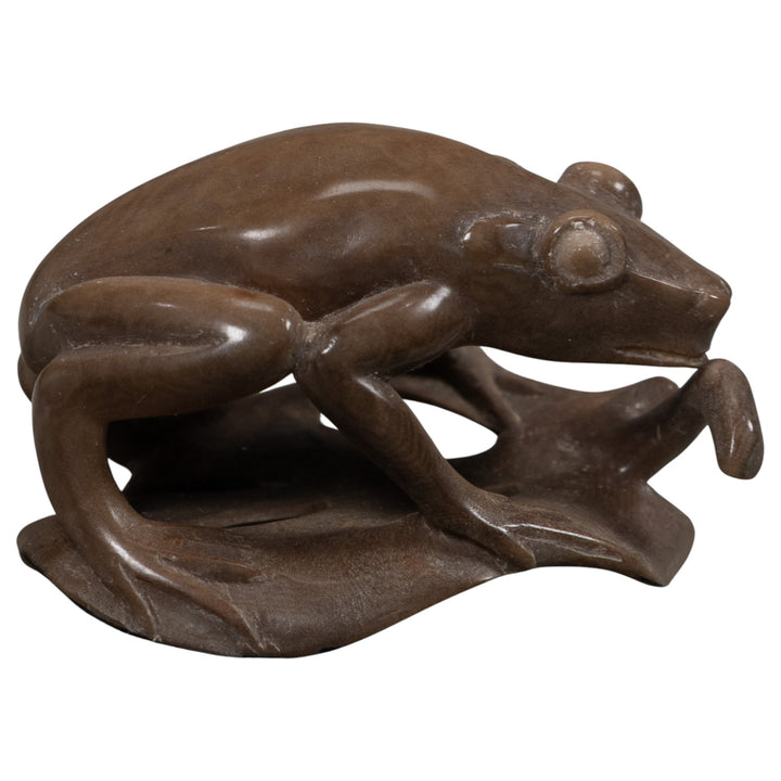 Vintage Dyed Grey Brown FrogTagua Carving