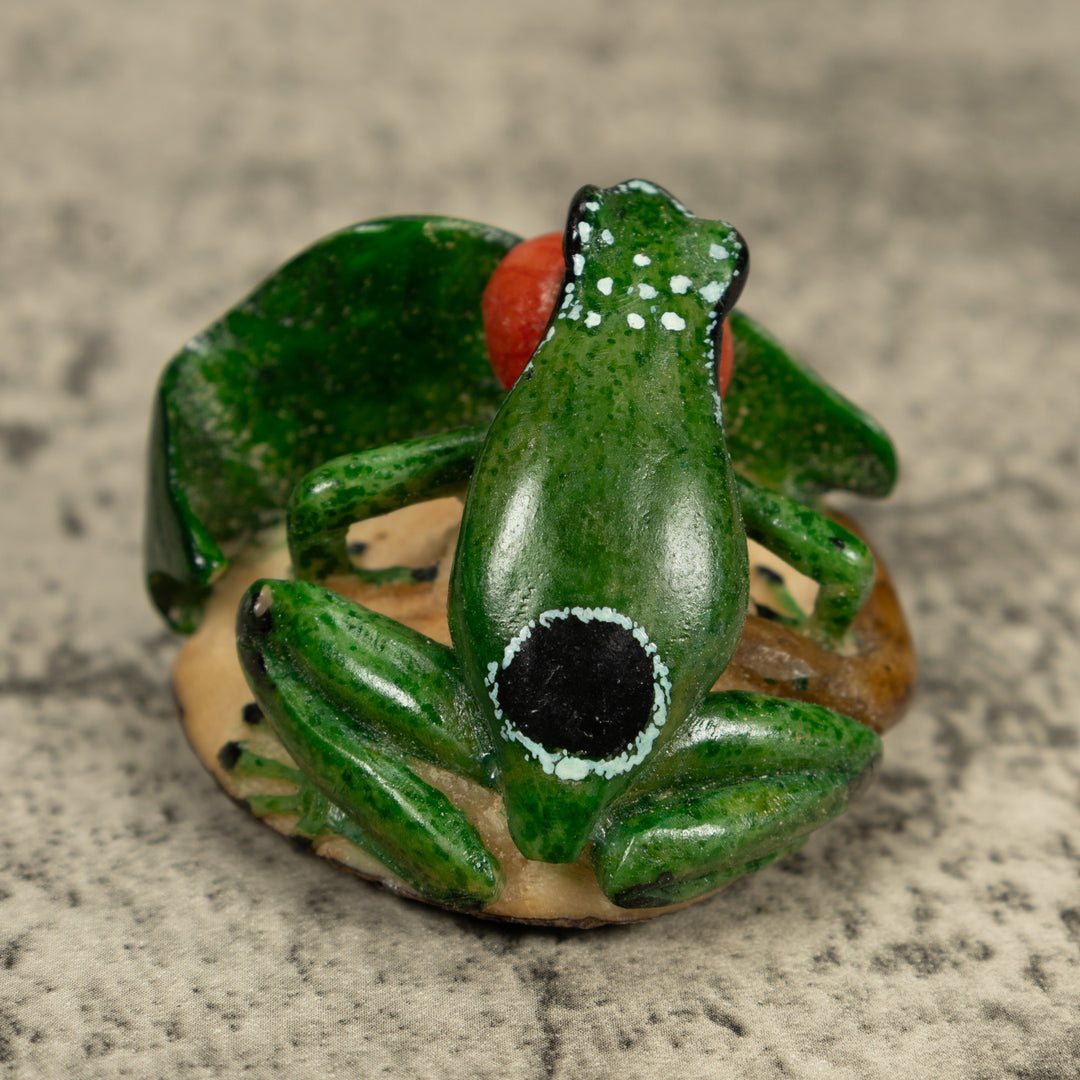 Blow Throat Green Poison Dart Frog Tagua Carving