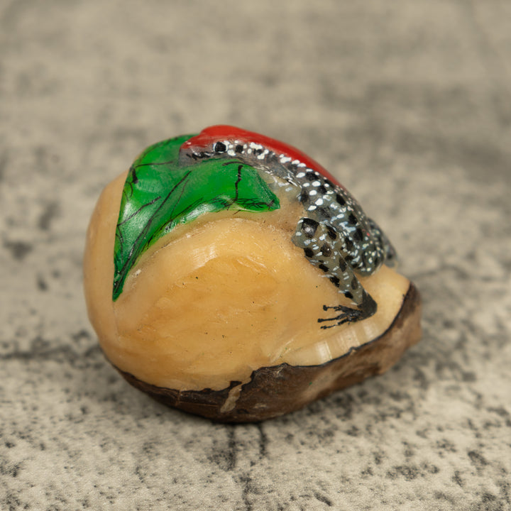 Black Red And White Poison Dart Frog Tagua Carving