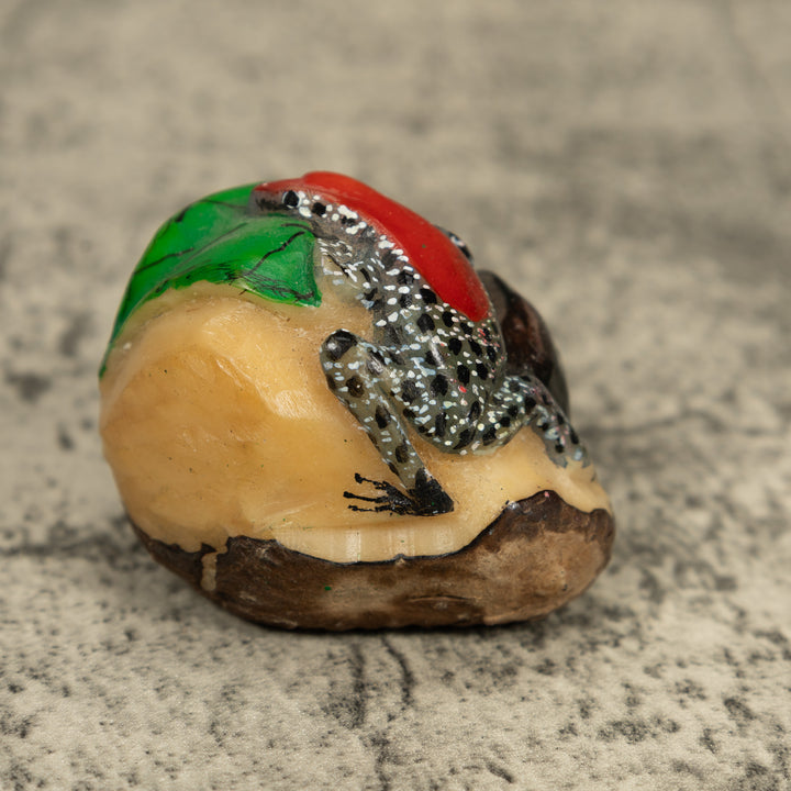 Black Red And White Poison Dart Frog Tagua Carving