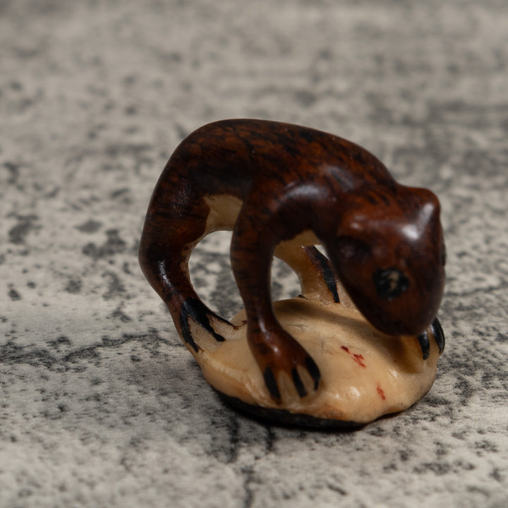 Vintage Brown Jungle Critter Tagua Carving