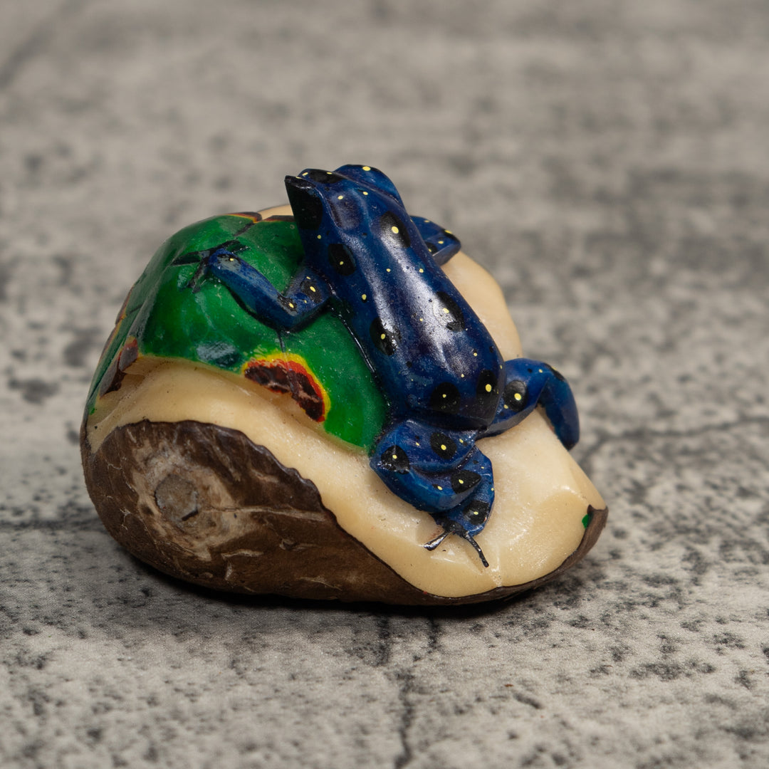 Blue Yellow And Green Poison Dart Frog Tagua Carving