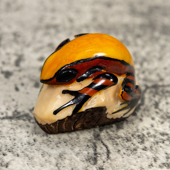 Bronze Orange And Black Poison Dart Frog Tagua Carving